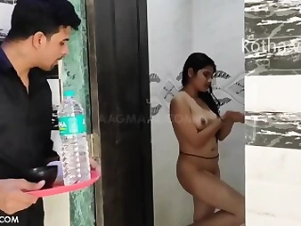 Naughty Indian Young lady Aspersive Bathroom Obsession: Chunky Tits, Chunky Ass,