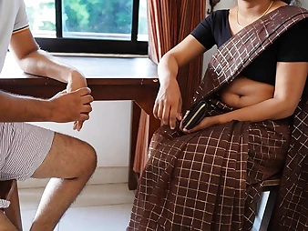 Slim Sri Lankan student with yam-sized mammories takes on rock firm instructor's