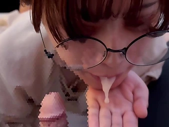 Nerdy Asian schoolgirl with glasses gets a raunchy money-shot in Pov