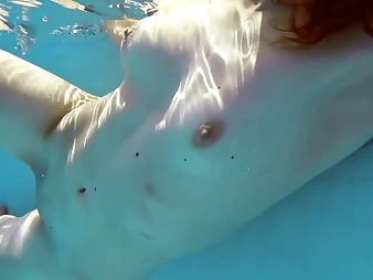 Curly-haired nubile more motive backside together with baps swims like a