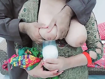 Pakistani Fashion gulps not far from his big-titted client's fond milk before