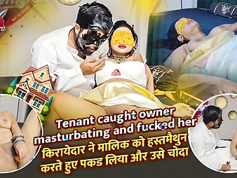 Indian Lisa Myra gets clogged up and shivered by their way landlord