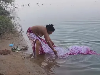 Wait for this Indian Desi wifey get drenched in the ocean at the end of one's