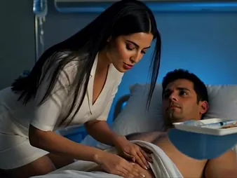 India's cock-squeezing vulva gets opened nigh extended by Nurse Rim Patient's
