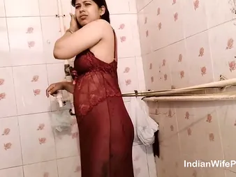 Indian Wife Hot Sex In Lavatory While Good-looking Shower